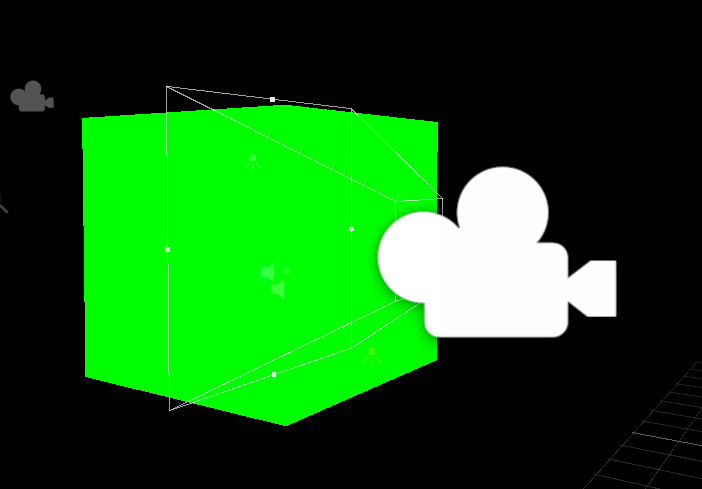 The hack in action: a camera pointed at pure green outside the map.